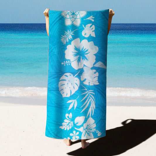 Large Oversized Beach Towel,Swimming Pool Towel Quick Dry, Soft Absorbent, Multifunctional Towel—White Leaves