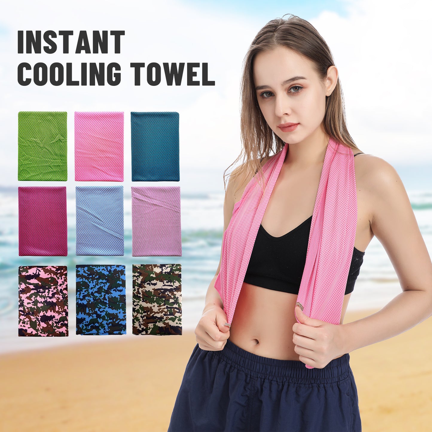 Cooling Towel for Neck and Face Cooling Towel for Hot Weather Quick Dry Workout Sweat Towel for Gym Soft Breathable Microfiber Towel Fitness Workout Camping Yoga Work