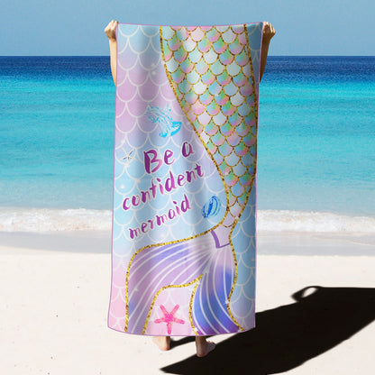 Large Oversized Beach Towel,Swimming Pool Towel Quick Dry,Soft Absorbent, Multifunctional Towel—Golden Mermaid