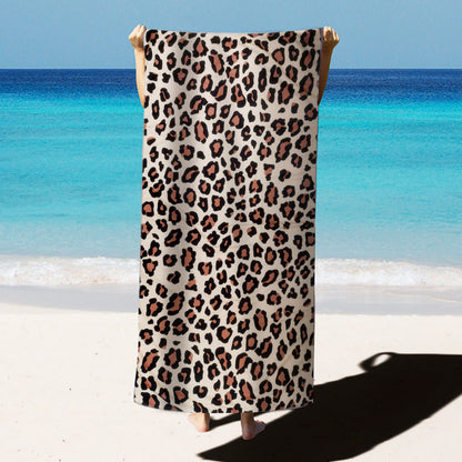 Large Oversized Beach Towel,Swimming Pool Towel Quick Dry, Soft Absorbent, Multifunctional Towel—Light Leopard Print