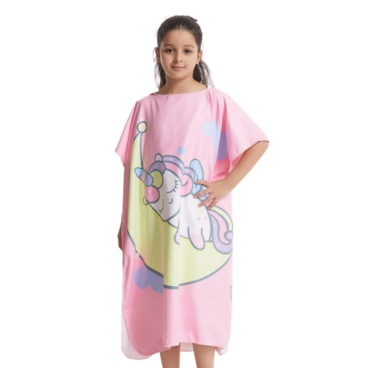 Microfiber kids poncho animals printing hooded towel children changing robe water absorption quick-drying sand-free for swimming pool seasiede beach water park