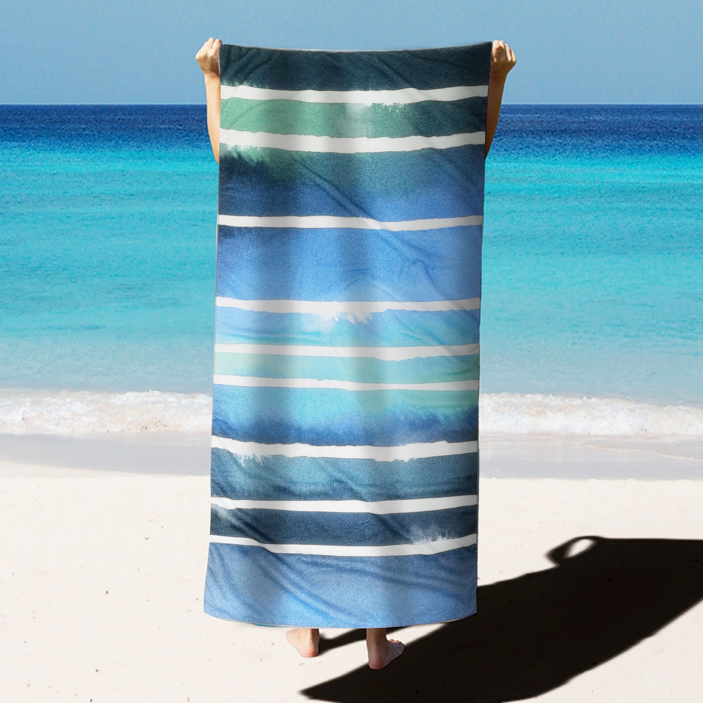 Large Oversized Beach Towel,Swimming Pool Towel Quick Dry, Soft Absorbent, Multifunctional Towel—Ink Stripes