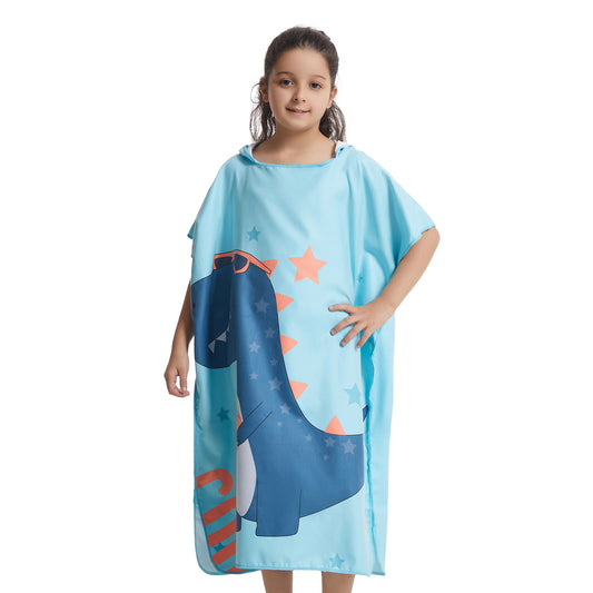 Microfiber kids poncho animals printing hooded towel children changing robe water absorption quick-drying sand-free for swimming pool seasiede beach water park