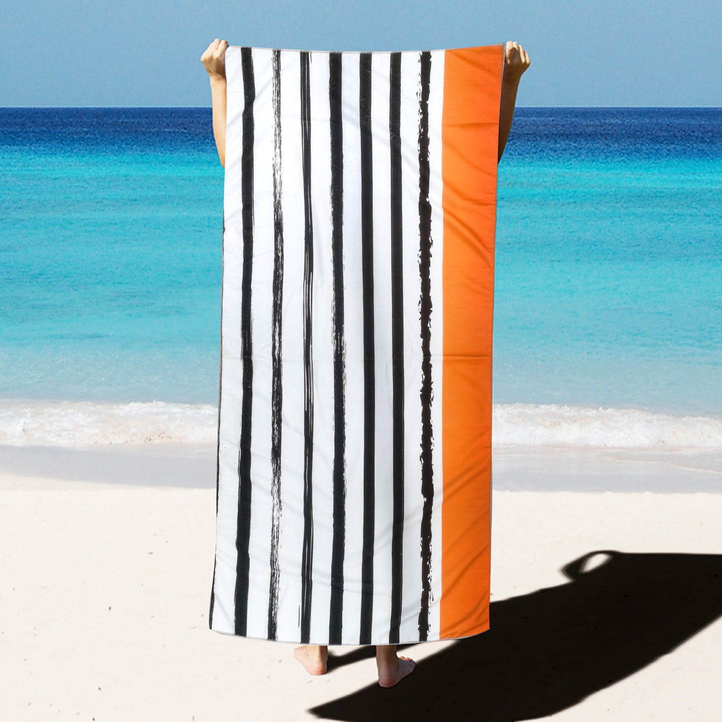 Large Oversized Beach Towel,Swimming Pool Towel Quick Dry, Soft Absorbent, Multifunctional Towel—Brush Stripes