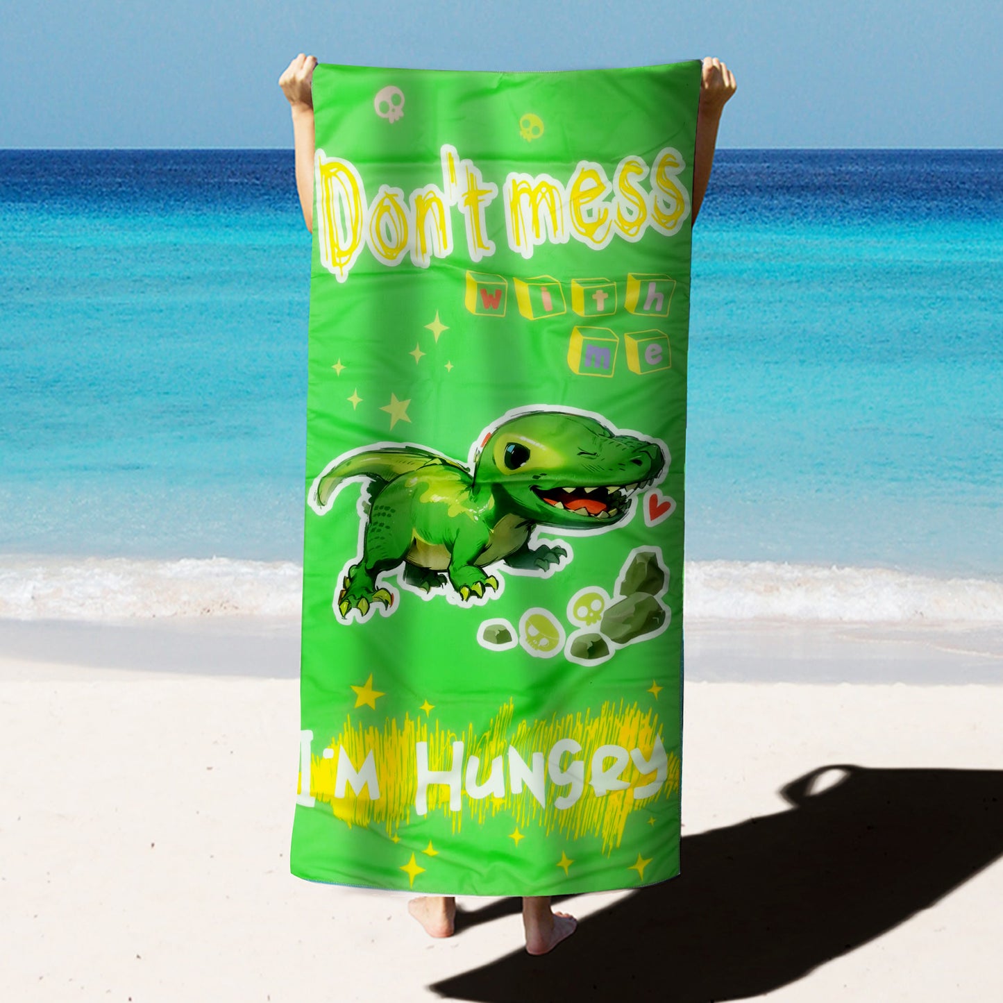 Large Oversized Beach Towel,Swimming Pool Towel Quick Dry, Soft Absorbent, Multifunctional Towel—Little Dinosaur