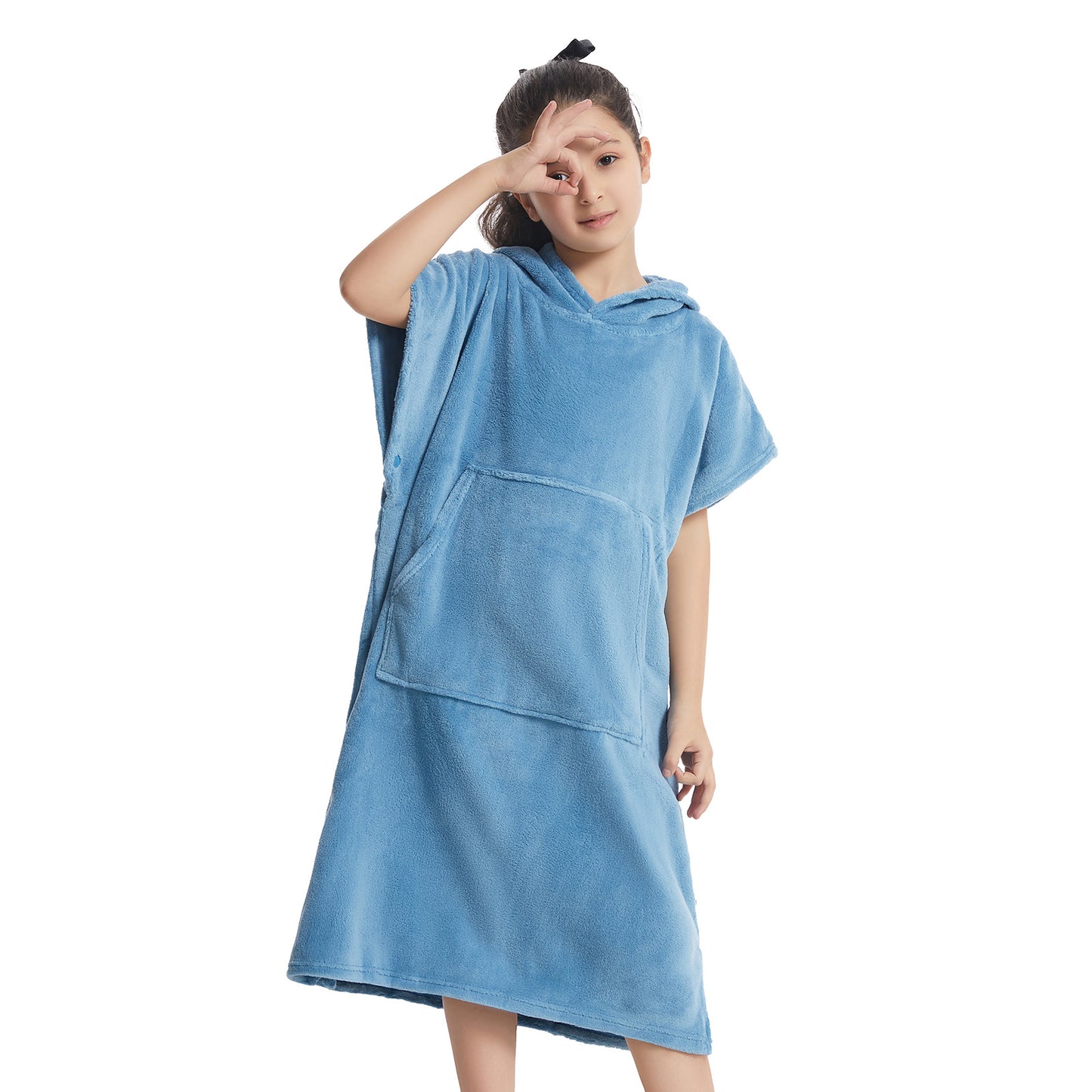 Kids Towel Changing Robe: Soft Plush Wearable Blanket, Swim Surf Poncho with Short Sleeves