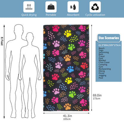 Large Oversized Beach Towel,Swimming Pool Towel Quick Dry, Soft Absorbent, Multifunctional Towel—Paw Print