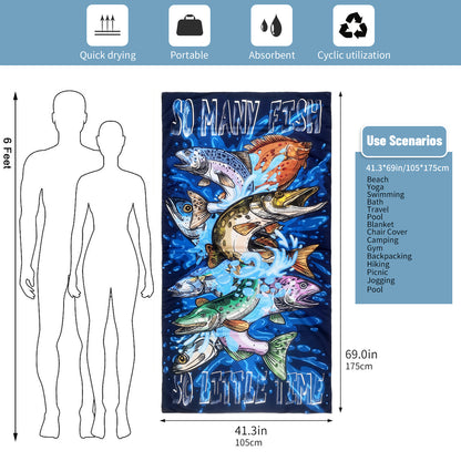 Large Oversized Beach Towel,Swimming Pool Towel Quick Dry, Soft Absorbent, Multifunctional Towel—Fish