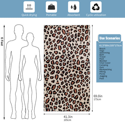 Large Oversized Beach Towel,Swimming Pool Towel Quick Dry, Soft Absorbent, Multifunctional Towel—Light Leopard Print