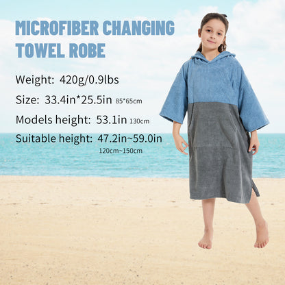 Kids Changing Towel Robe,Hooded Absorbent Surf Poncho Swimming Bathrobe for Beach,Bathing,Surfing,Indoor & Outdoor Activities