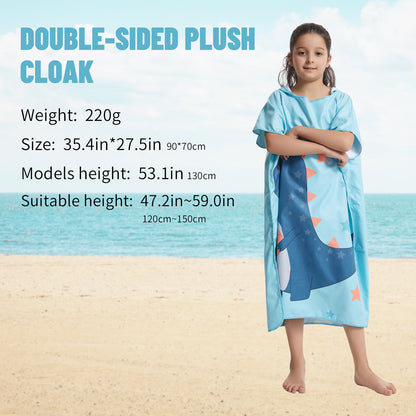 Microfiber kids poncho animals printing hooded towel children changing robe water absorption quick-drying sand-free for swimming pool seasiede beach water park