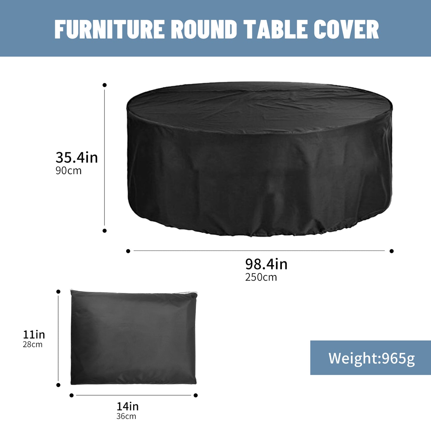 Round Outdoor Table Cover, Heavy-Duty Waterproof Patio Furniture Covers, Tear-Resistant Round Patio Table And Chairs Cover, Outdoor Furniture Cover