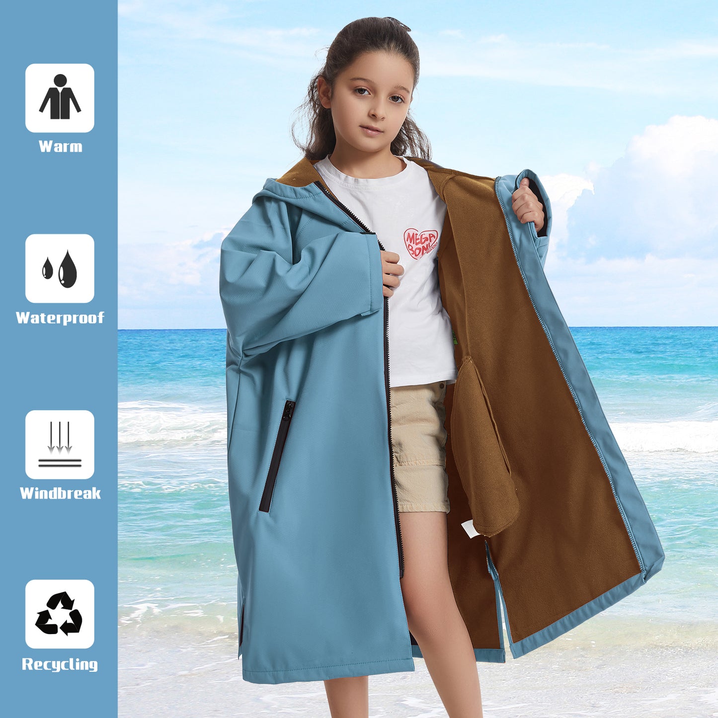 Diving cape,Windproof, keeping warm, absorbent and quick drying, suitable for autumn and winter, swimsuit jacket,  bathrobe coat