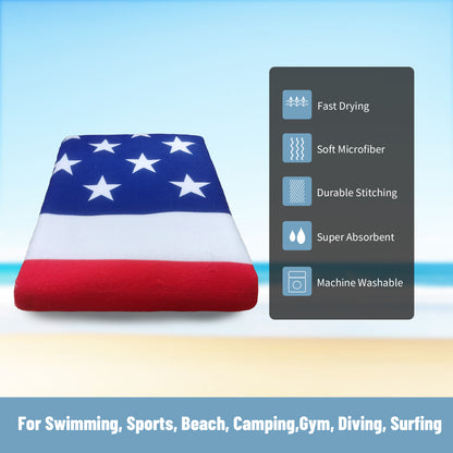 Large Oversized Beach Towel,Swimming Pool Towel Quick Dry, Soft Absorbent, Multifunctional Towel—American Flag