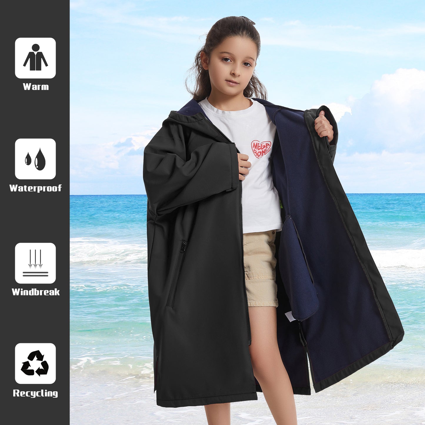 Diving cape,Windproof, keeping warm, absorbent and quick drying, suitable for autumn and winter, swimsuit jacket,  bathrobe coat