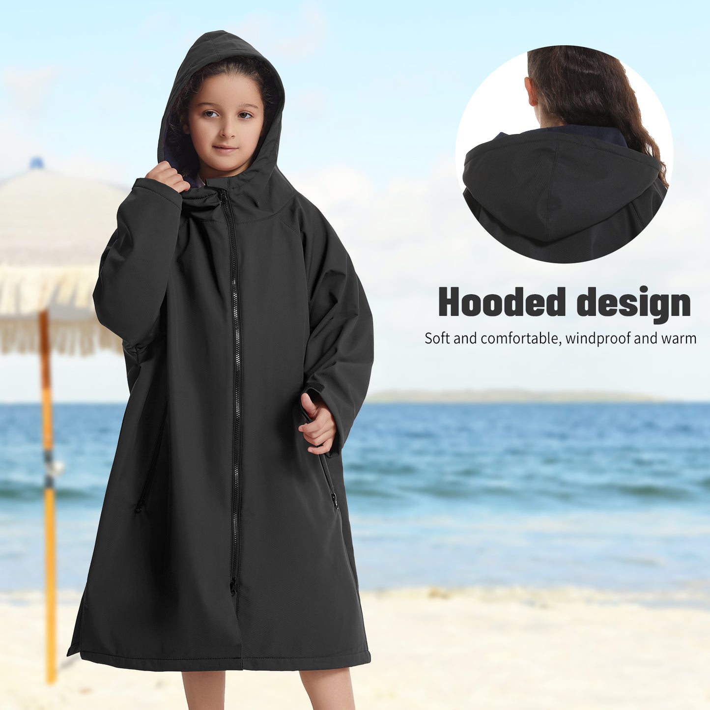 Diving cape,Windproof, keeping warm, absorbent and quick drying, suitable for autumn and winter, swimsuit jacket,  bathrobe coat