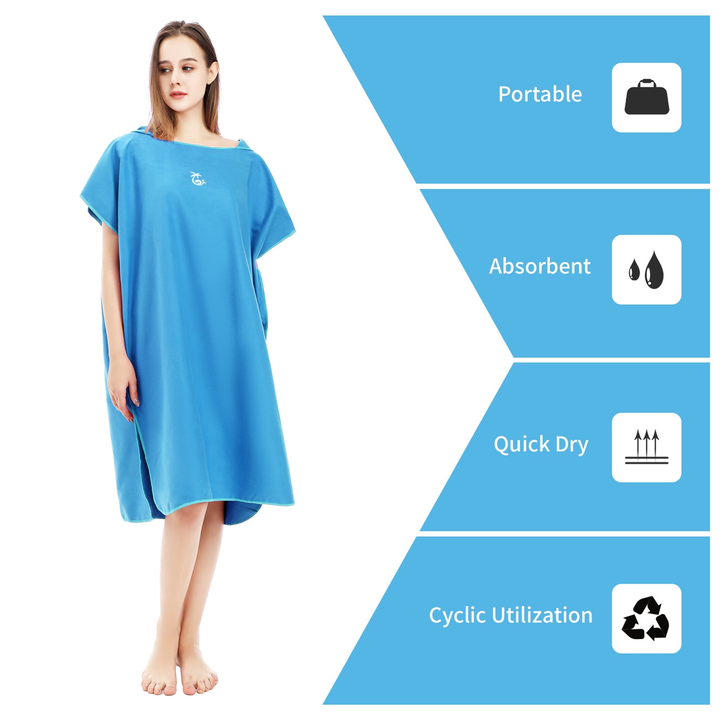 Cold and Cool Silk,Surf Poncho, Swimming Cape, Changing Bathrobe, Cloak, Diving, Beach and Seaside