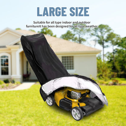 Waterproof Push Lawn Mower Cover with Drawstring & Buckle, Outdoors Lawn Mower Cover, Heavy Duty Windproof Anti-UV for Walk Behind Tractors