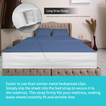 Bed Sheet Holder Straps Fitted Sheet Strap Elastic Reliable Mattress Straps for Firm & Tight Holder for Corners,Hold Sheets On Bed 1 Strap Adjustable Included for Twin/Full Size Mattress