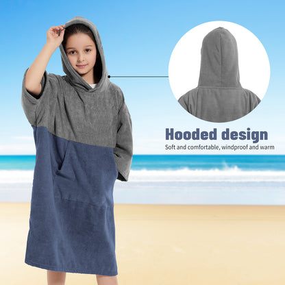 Kids Changing Towel Robe,Hooded Absorbent Surf Poncho Swimming Bathrobe for Beach,Bathing,Surfing,Indoor & Outdoor Activities