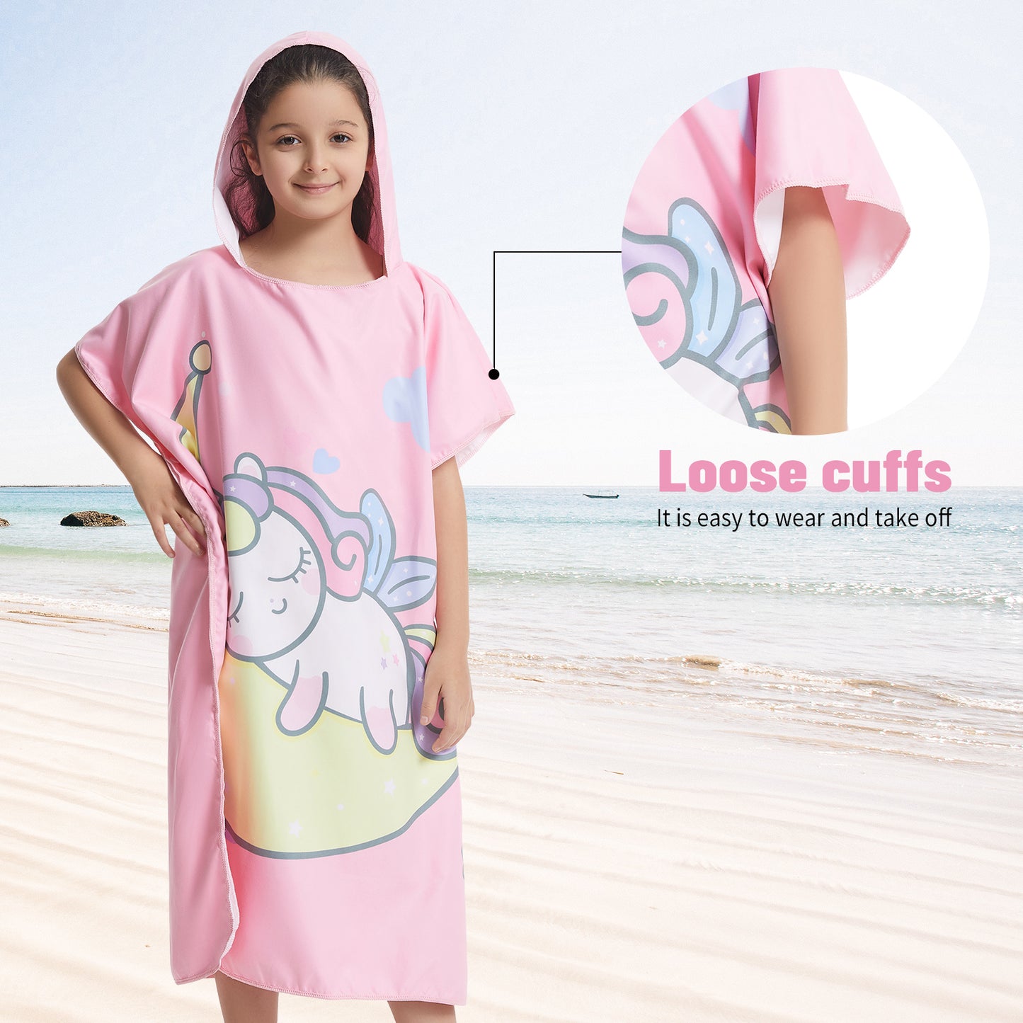 Microfiber kids poncho animals printing hooded towel children changing robe water absorption quick-drying sand-free for swimming pool seasiede beach water park