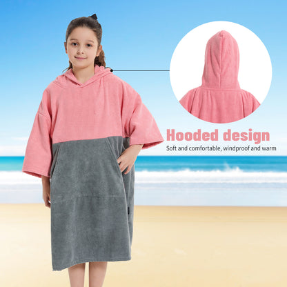 Kids Changing Towel Robe,Hooded Absorbent Surf Poncho Swimming Bathrobe for Beach,Bathing,Surfing,Indoor & Outdoor Activities