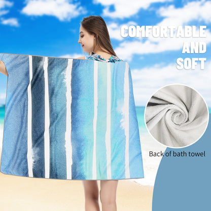 Large Oversized Beach Towel,Swimming Pool Towel Quick Dry, Soft Absorbent, Multifunctional Towel—Ink Stripes