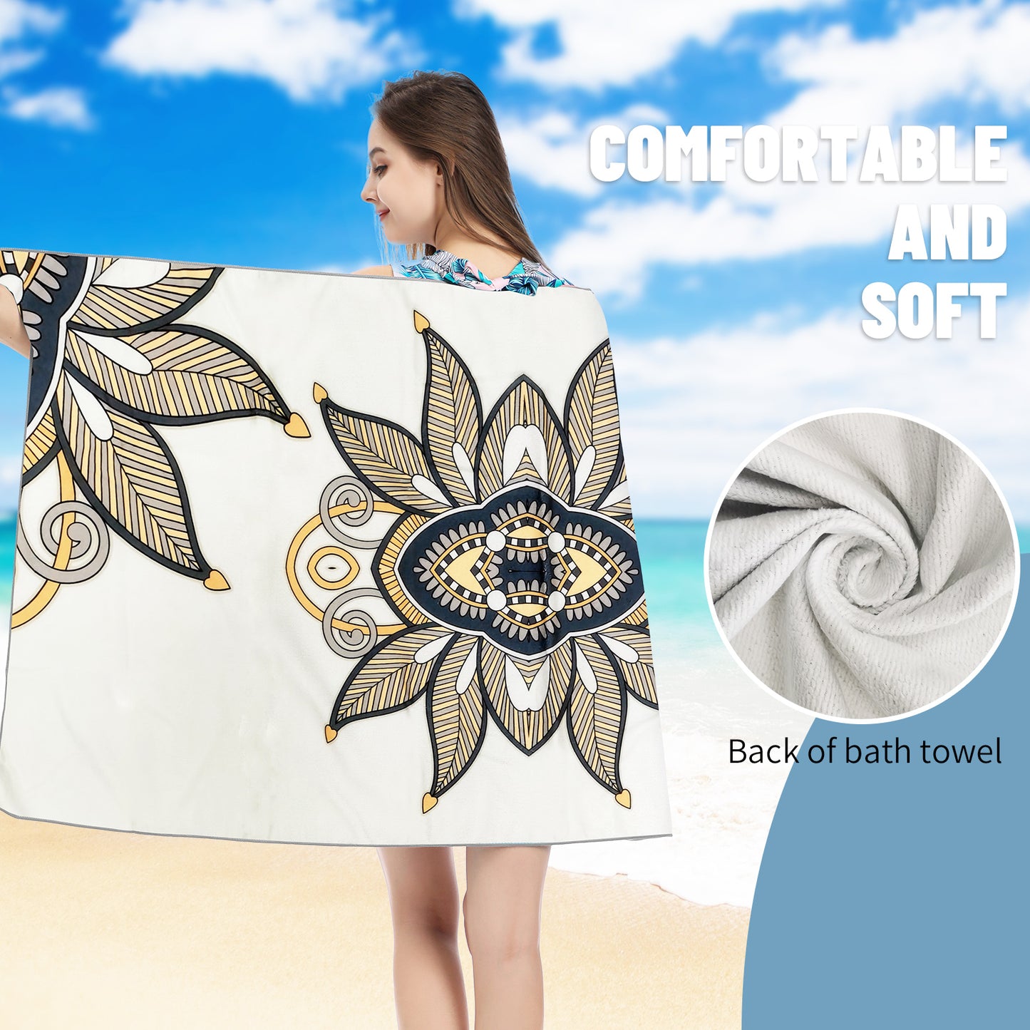 Large Oversized Beach Towel,Swimming Pool Towel Quick Dry, Soft Absorbent, Multifunctional Towel—Jiaye