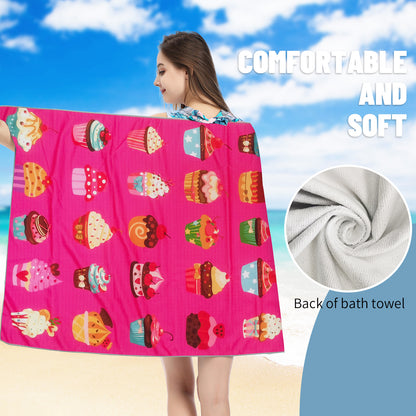 Large Oversized Beach Towel,Swimming Pool Towel Quick Dry, Soft Absorbent, Multifunctional Towel—Ice Cream