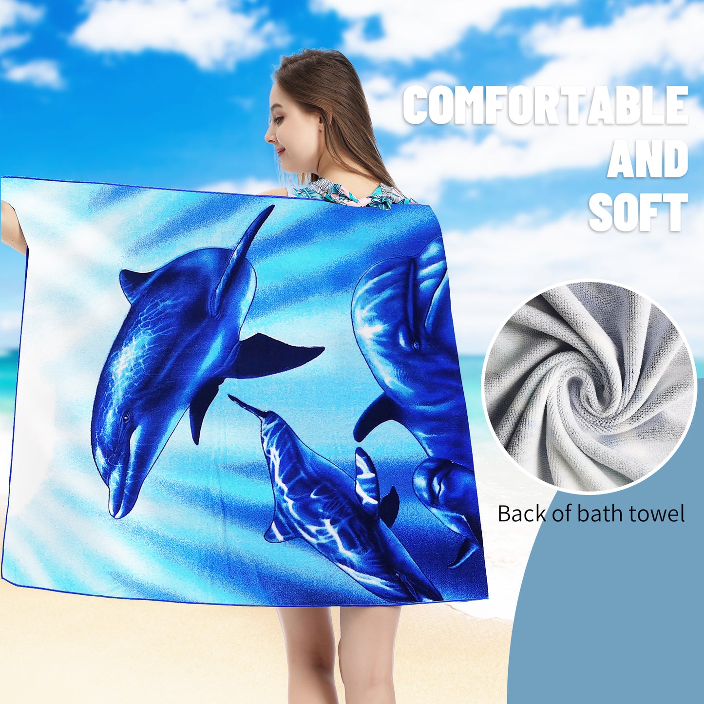 Large Oversized Beach Towel,Swimming Pool Towel Quick Dry, Soft Absorbent, Multifunctional Towel—Underwater