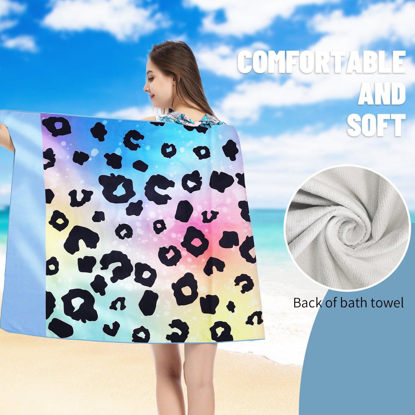 Large Oversized Beach Towel,Swimming Pool Towel Quick Dry, Soft Absorbent, Multifunctional Towel—Spots