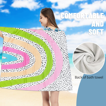 Large Oversized Beach Towel,Swimming Pool Towel Quick Dry, Soft Absorbent, Multifunctional Towel—Rainbow