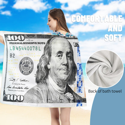 Large Oversized Beach Towel,Swimming Pool Towel Quick Dry, Soft Absorbent, Multifunctional Towel—Money