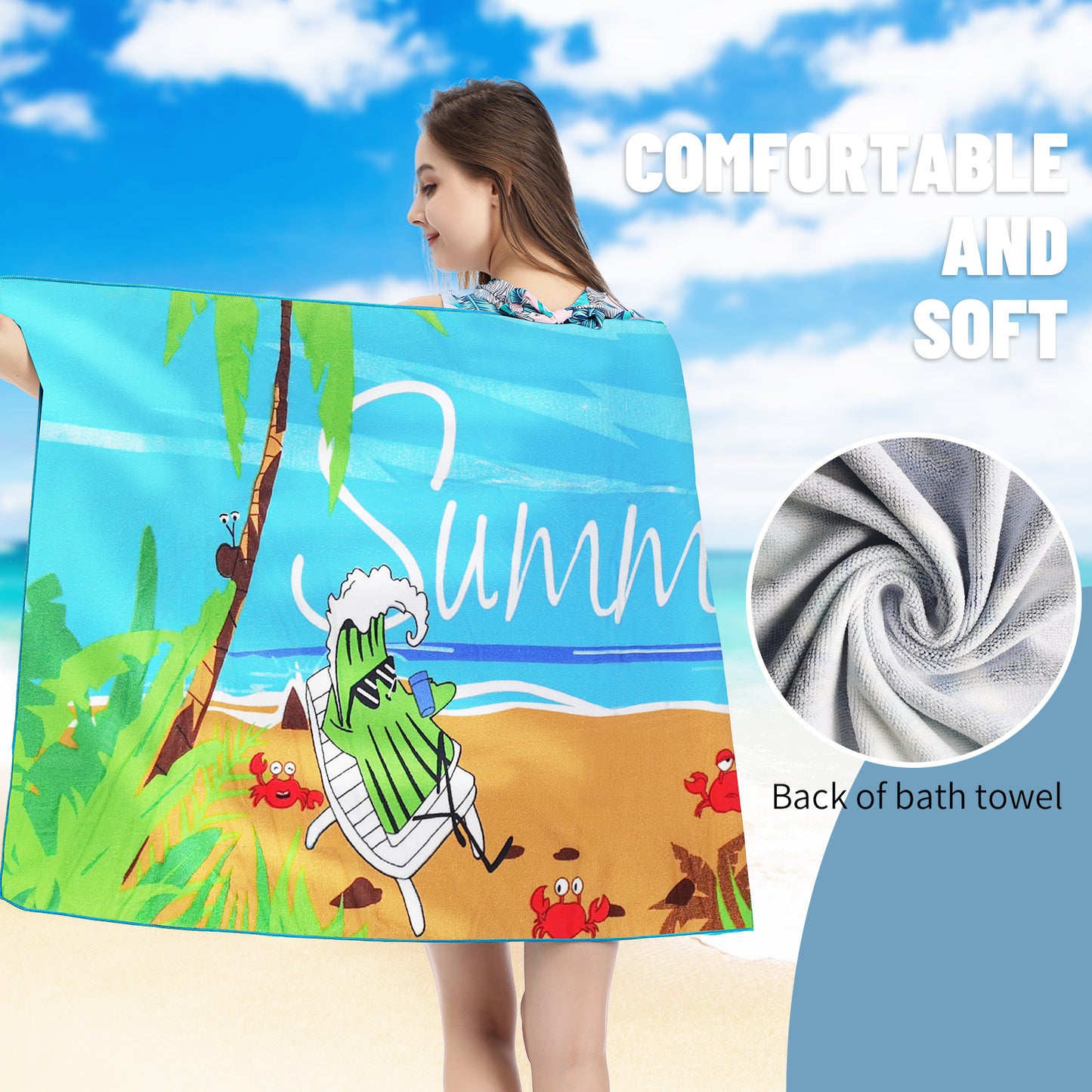 Large Oversized Beach Towel,Swimming Pool Towel Quick Dry,Bath Towel,Hand Towel, Multifunctional Towel——Summer Beach