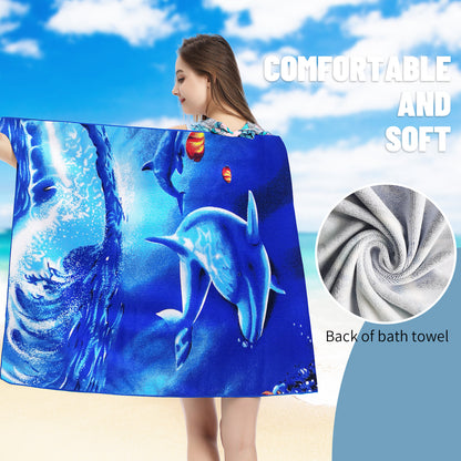 Large Oversized Beach Towel,Swimming Pool Towel Quick Dry,Soft Absorbent, Multifunctional Towel—Ocean