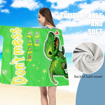 Large Oversized Beach Towel,Swimming Pool Towel Quick Dry, Soft Absorbent, Multifunctional Towel—Little Dinosaur