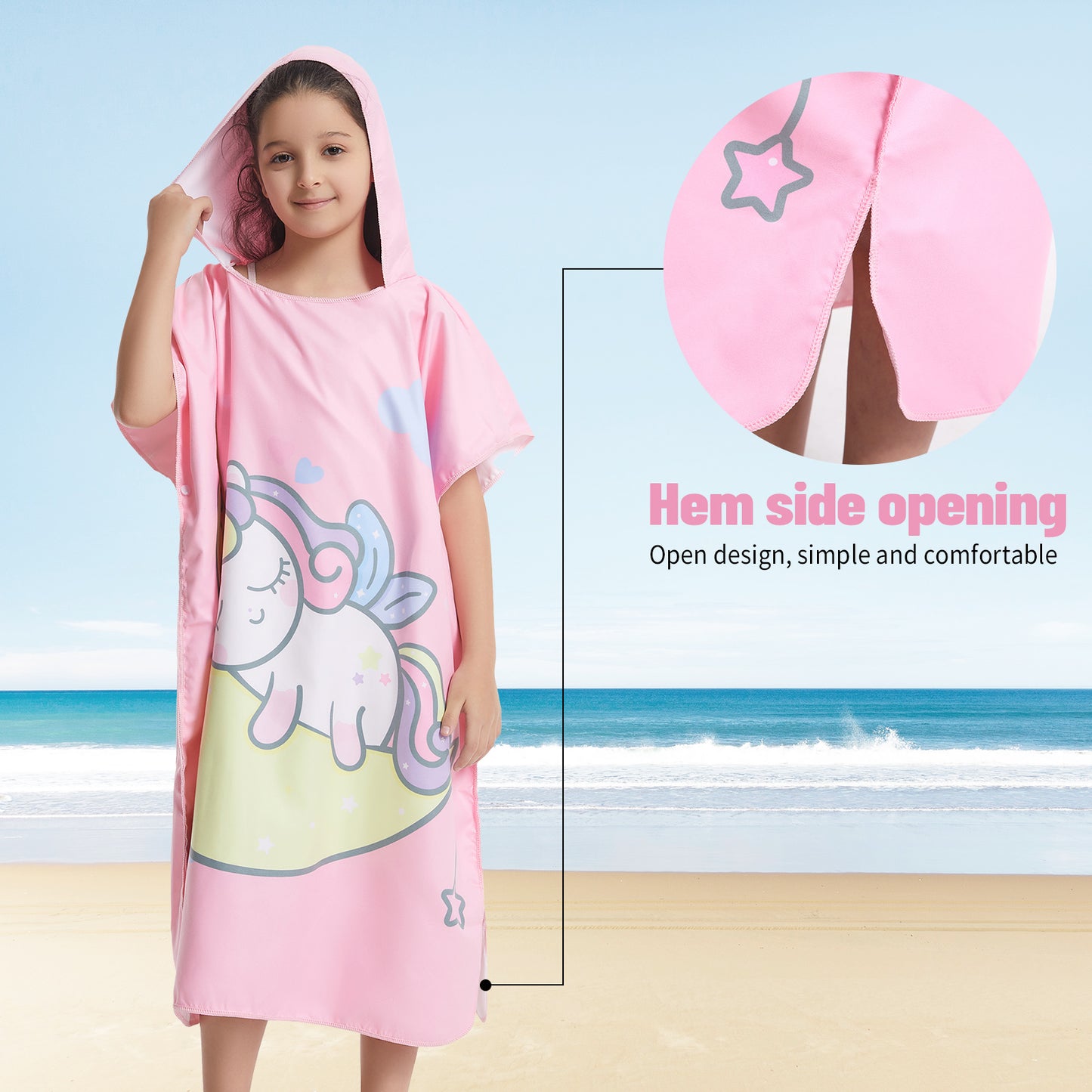 Microfiber kids poncho animals printing hooded towel children changing robe water absorption quick-drying sand-free for swimming pool seasiede beach water park