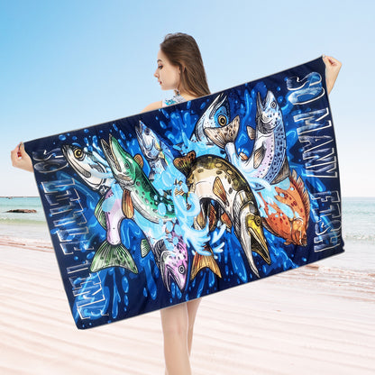 Large Oversized Beach Towel,Swimming Pool Towel Quick Dry, Soft Absorbent, Multifunctional Towel—Fish