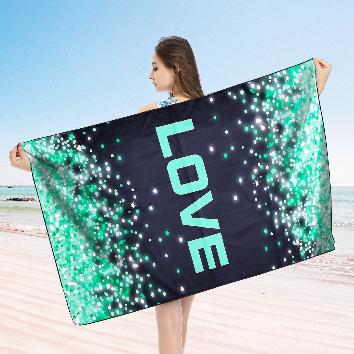 Large Oversized Beach Towel,Swimming Pool Towel Quick Dry, Soft Absorbent, Multifunctional Towel—Love