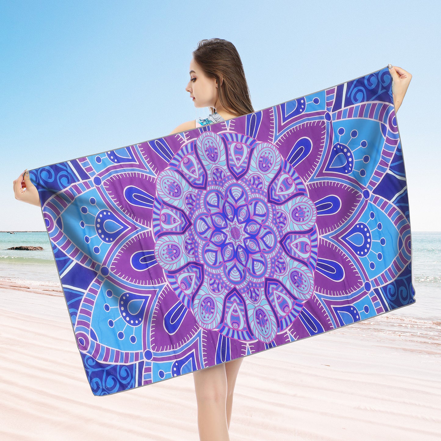 Large Oversized Beach Towel,Swimming Pool Towel Quick Dry, Soft Absorbent, Multifunctional Towel—Kaleidoscope