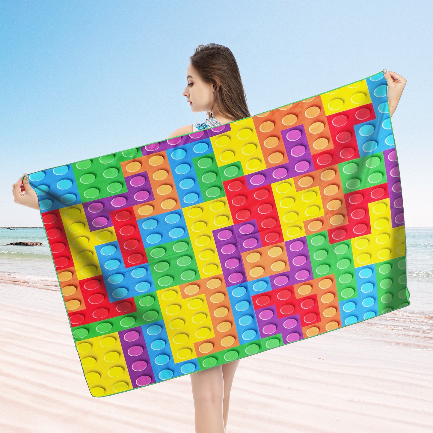 Large Oversized Beach Towel,Swimming Pool Towel Quick Dry, Soft Absorbent, Multifunctional Towel—Jigsaw