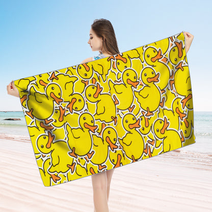 Large Oversized Beach Towel,Swimming Pool Towel Quick Dry, Soft Absorbent, Multifunctional Towel—Yellow Duck