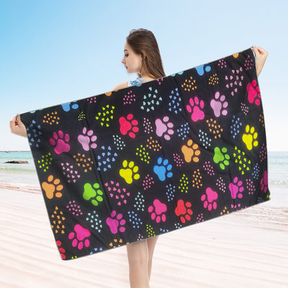 Large Oversized Beach Towel,Swimming Pool Towel Quick Dry, Soft Absorbent, Multifunctional Towel—Paw Print