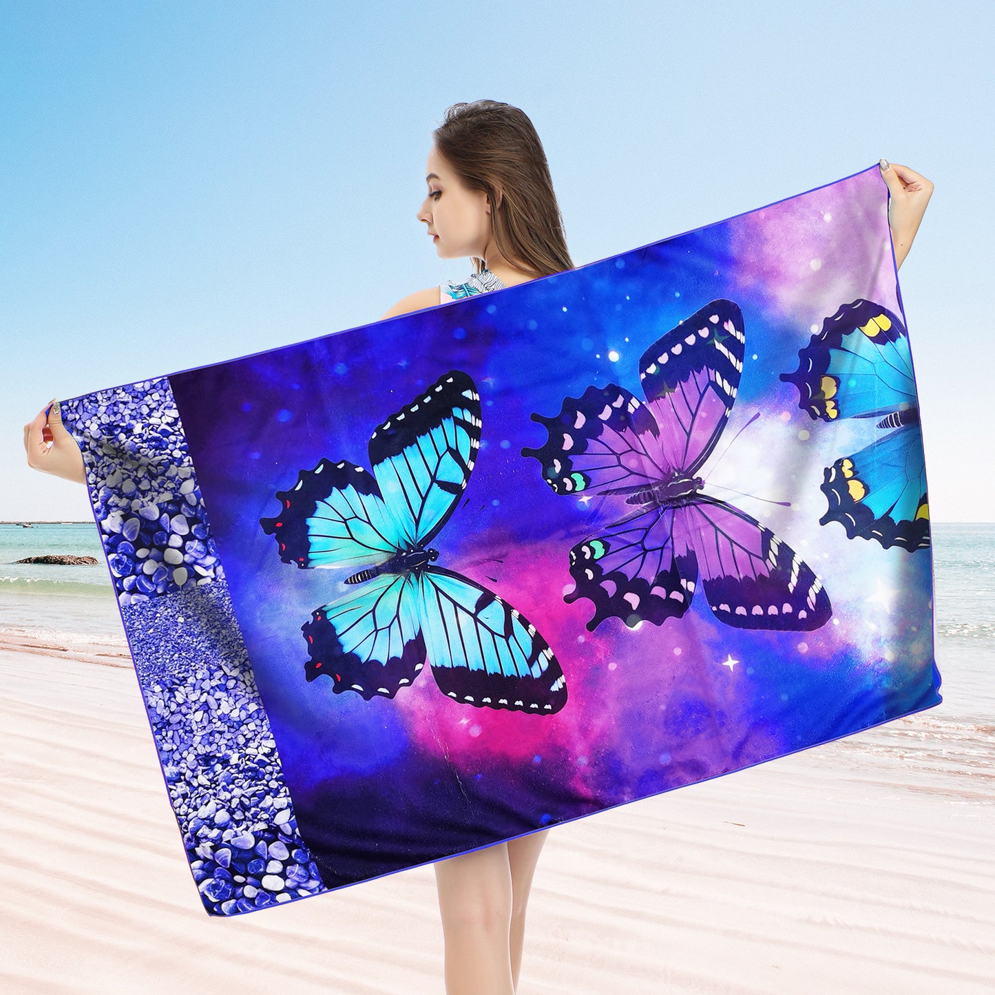 Large Oversized Beach Towel,Swimming Pool Towel Quick Dry, Soft Absorbent, Multifunctional Towel—Butterfly