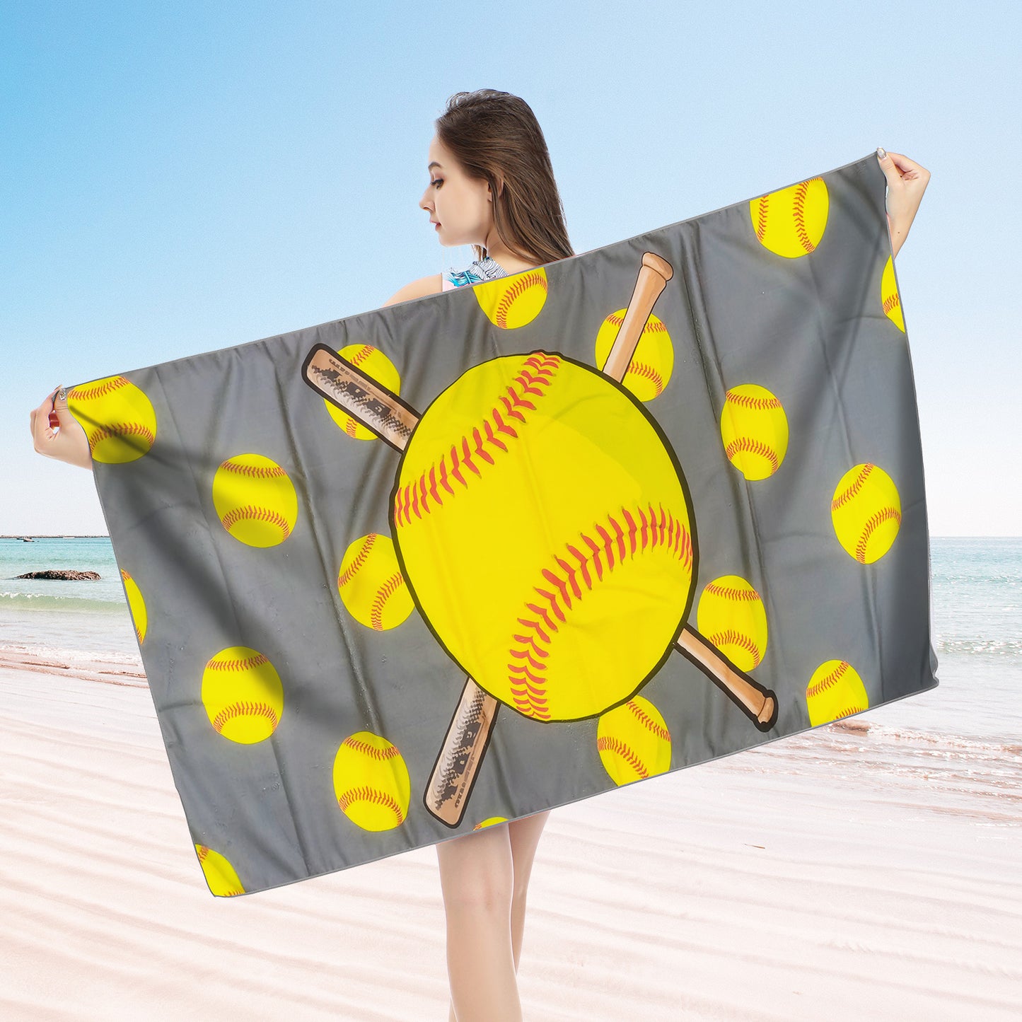 Large Oversized Beach Towel,Swimming Pool Towel Quick Dry, Soft Absorbent, Multifunctional Towel—Baseball