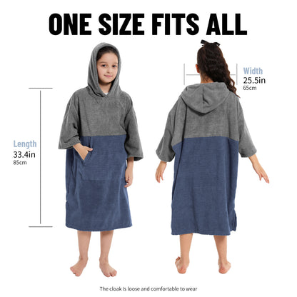 Kids Changing Towel Robe,Hooded Absorbent Surf Poncho Swimming Bathrobe for Beach,Bathing,Surfing,Indoor & Outdoor Activities