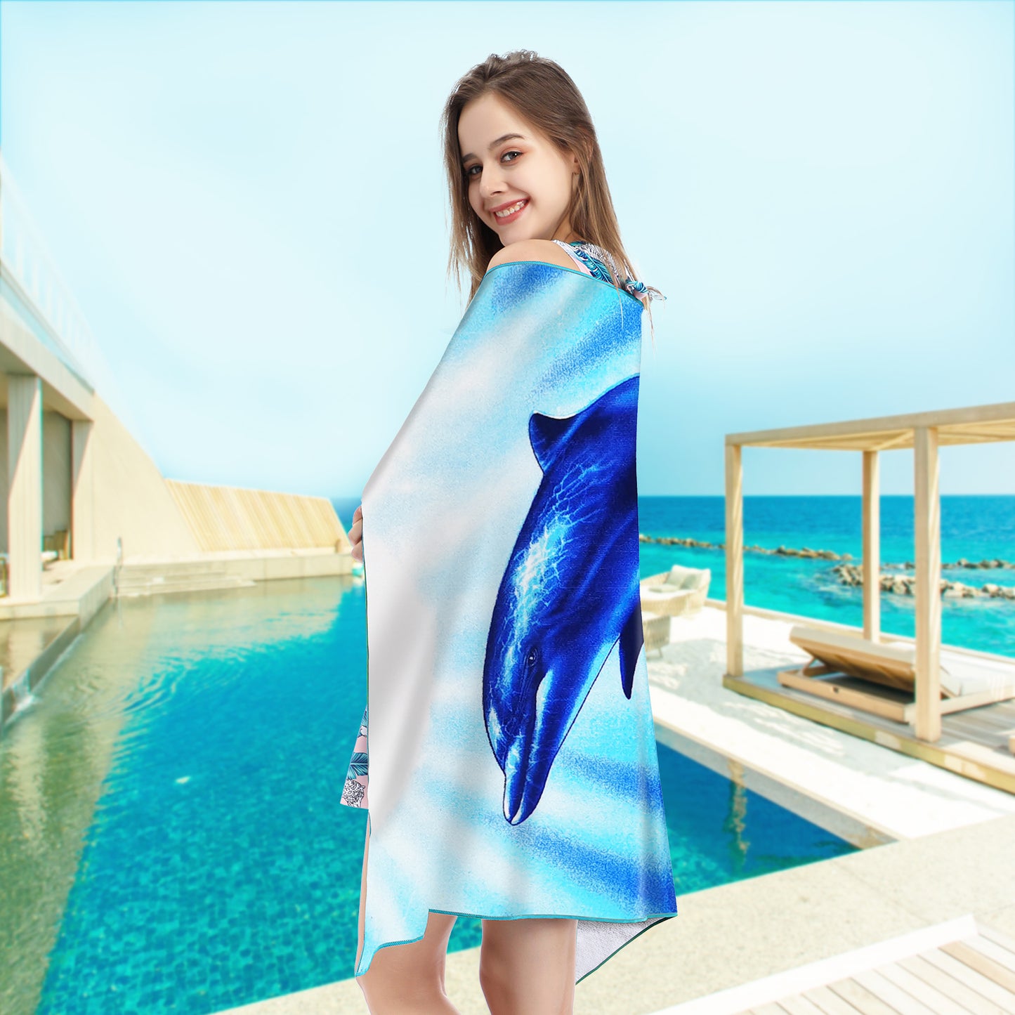 Large Oversized Beach Towel,Swimming Pool Towel Quick Dry, Soft Absorbent, Multifunctional Towel—Underwater