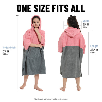 Kids Changing Towel Robe,Hooded Absorbent Surf Poncho Swimming Bathrobe for Beach,Bathing,Surfing,Indoor & Outdoor Activities