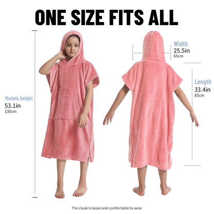 Kids Towel Changing Robe: Soft Plush Wearable Blanket, Swim Surf Poncho with Short Sleeves