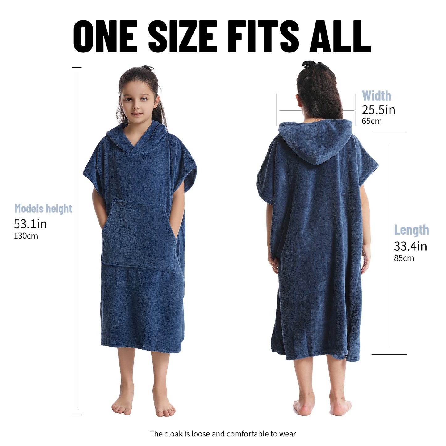 Kids Towel Changing Robe: Soft Plush Wearable Blanket, Swim Surf Poncho with Short Sleeves